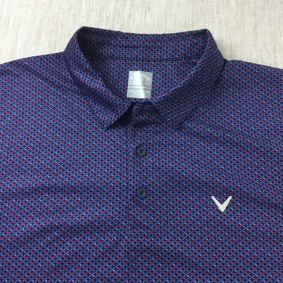 Callaway Polo Shirt Mens 2XL Navy Golf Performance Short Sleeve Slit Pullover - Picture 4 of 10